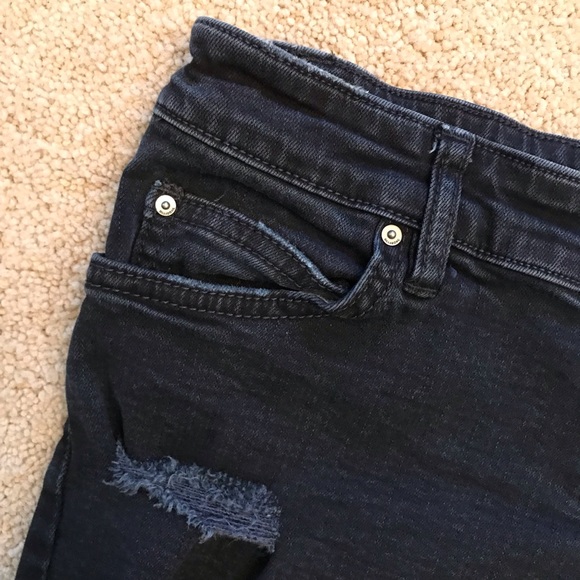 Billabong Distressed Button Fly Denim Shorts Size 26 Dark Blue Low Rise - Picture 5 of 14